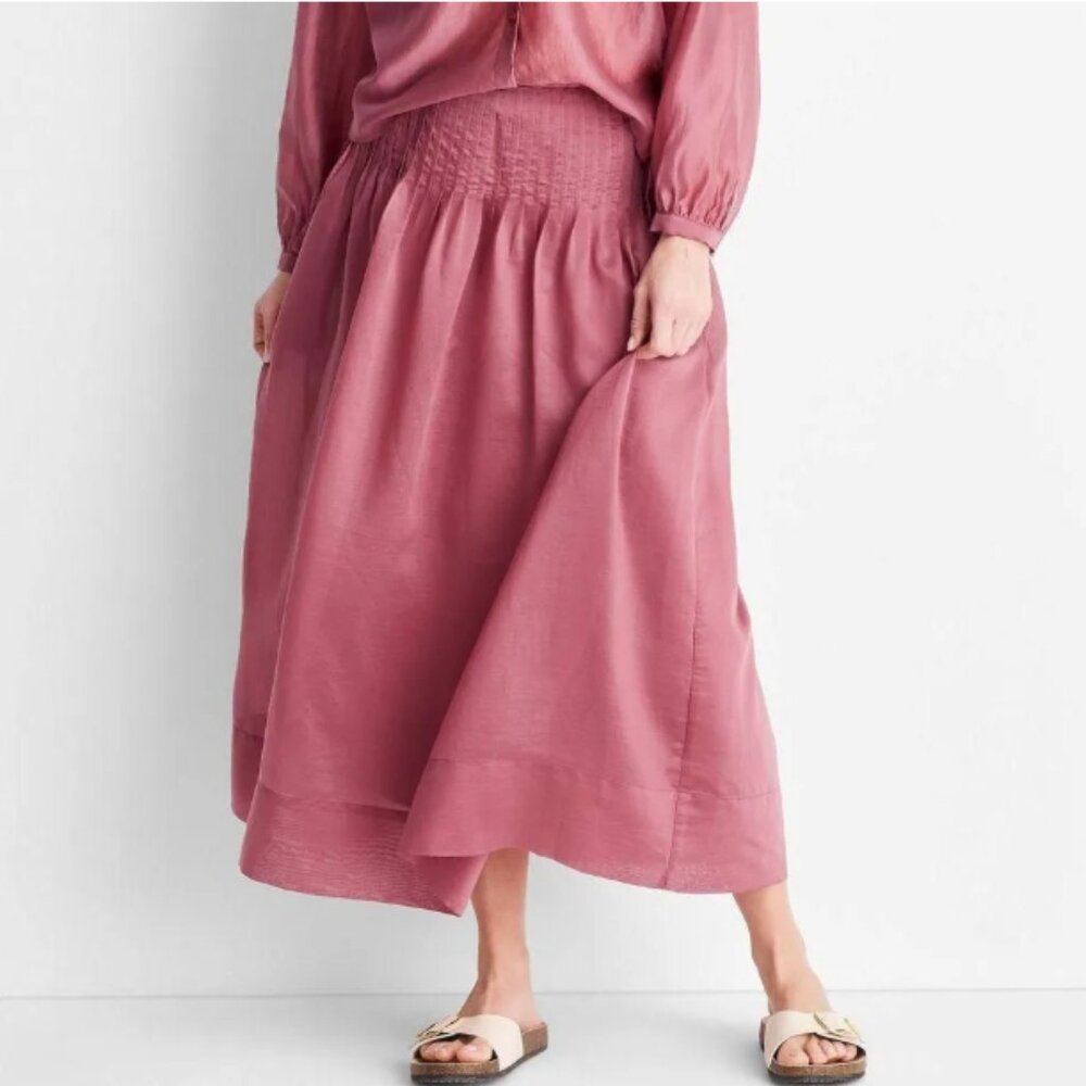 Future Collective Drop-Waist Pleated Midi Skirt Size 6 NWT - Picture 2 of 10